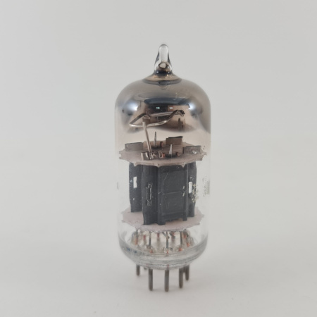 1 X 5814A SYLVANIA TUBE. 1950s PROD. BLACK PLATES. USED. 40. CH168