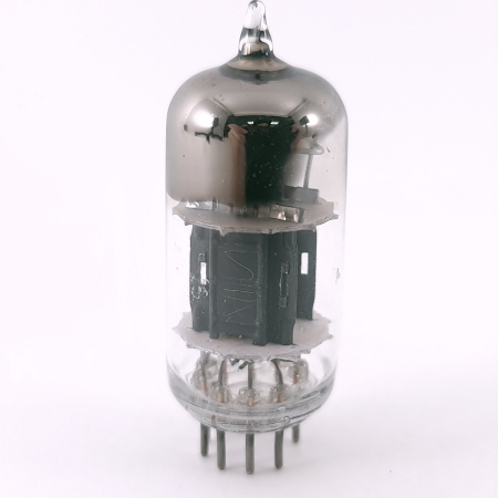 1 X 5814A SYLVANIA TUBE. 1950s PROD. BLACK PLATES. USED. 40. CH168