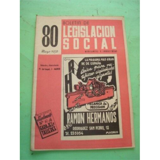 REVISTA - MAGAZINE BOLETIN DE LEGISLACION SOCIAL Nº 80