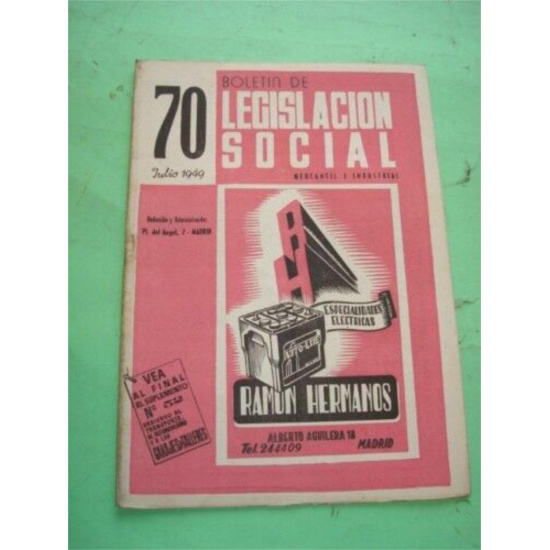 REVISTA - MAGAZINE BOLETIN DE LEGISLACION SOCIAL Nº 70