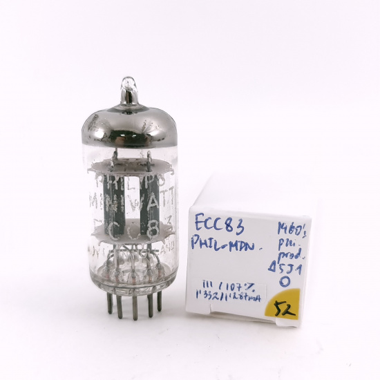 1 X ECC83 PHILIPS-MINIWATT TUBE. 1960s PHILIPS PROD. USED. 52. CH168