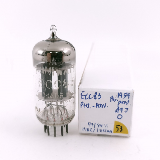 1 X ECC83 PHILIPS-MINIWATT TUBE. 1959 PHILIPS PROD. USED. 53. CH168