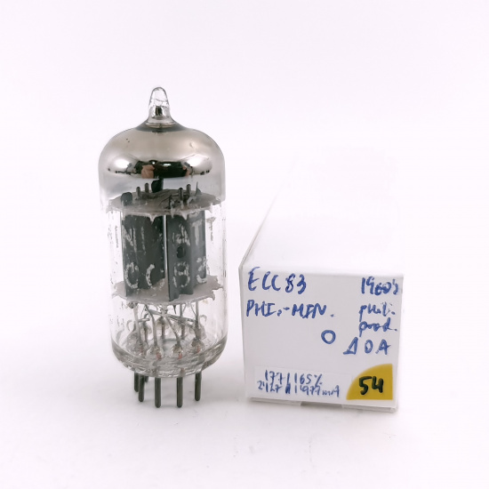 1 X ECC83 PHILIPS-MINIWATT TUBE. 1960s PHILIPS PROD. HIGH GAIN. 54. CH168