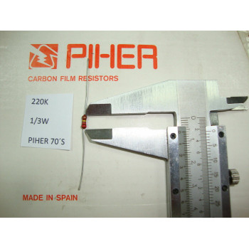 VINTAGE PIHER RESISTOR. 1/3W 220K 5% *2 PC* NEW ORIGINAL 1970´S