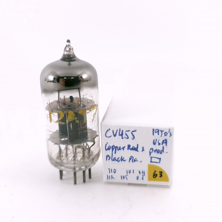 1 X CV455 / E81CC TUBE. 1950s BRITISH PROD. BLACK PLATES. USED. 63. CH168