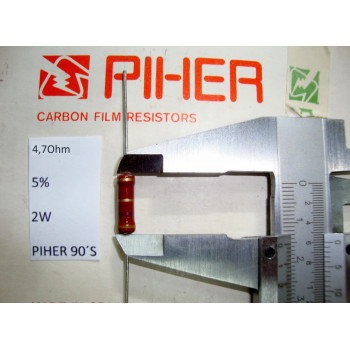 VINTAGE PIHER RESISTOR. 2W 4.7R 4.7Ohm 5% *1 PC* NEW ORIGINAL 1990´S+