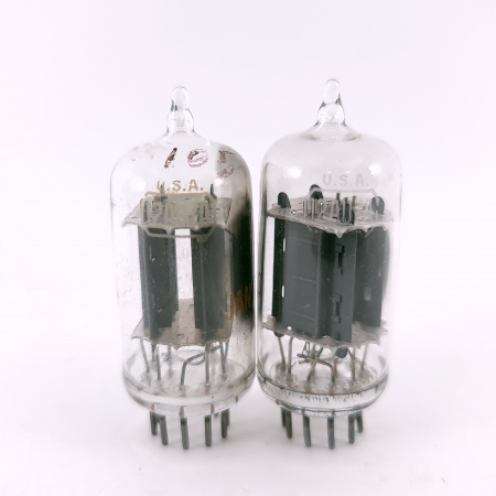 2 X 12AU7A / ECC82 RCA TUBE. 1950s PROD. D-GETTER. CLEAR TOP. USED. 76. CH168