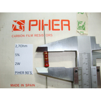 VINTAGE PIHER RESISTOR. 2W 2.7R 2.7Ohm 5% *1 PC* NEW ORIGINAL 1990´S+