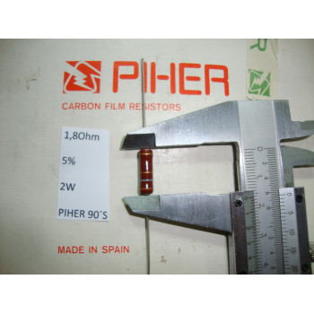 VINTAGE PIHER RESISTOR. 2W 1.8R. 1.8Ohm. 5% *1 PC* NEW ORIGINAL 1990´S+ RC959