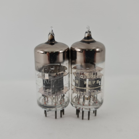 2 X 12AT7WA BRIMAR TUBE. 1950s PROD. BLACK PLATES. 3 MICA. USED. 89. CH168