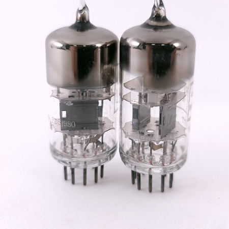 2 X 12AT7WA BRIMAR TUBE. 1950s PROD. BLACK PLATES. 3 MICA. USED. 89. CH168