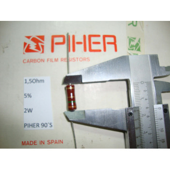 VINTAGE PIHER RESISTOR. 2W 1.5R 1.5Ohm. 5% *1 PC* NEW ORIGINAL 1990´S+ RC961