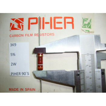 VINTAGE PIHER RESISTOR. 2W 3K9 3.9K 5% *1 PC* NEW ORIGINAL 1990´S+