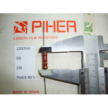 VINTAGE PIHER RESISTOR. 2W 120Ohm 5% *1 PC* NEW ORIGINAL 1990´S+
