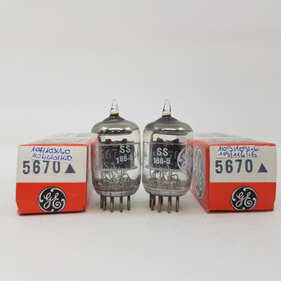 2 X 5670 GENERAL ELECTRIC TUBE. WHITE LOGO. MATCHED PAIR. 25. CH48