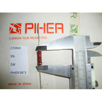 VINTAGE PIHER RESISTOR. 2W 27R 27Ohm 5% *1 PC* NEW ORIGINAL 1990´S+