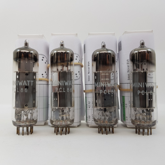 4 X PCL86 MINIWATT TUBE. MULLARD PRODUCTION. B CODE. MATCHED QUAD. NOS. RC180