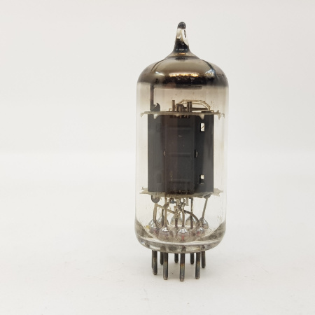 1 X ECC82 MULLARD TUBE. LONG PLATES 17mm. 1950s R9E CODE. USED TUBE. RCB41