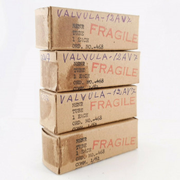 4 X 12AV7 SYLVANIA TUBE. BLACK PLATES. SQUARE / HALO GETTER. CP  ENA