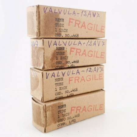 4 X 12AV7 SYLVANIA TUBE. BLACK PLATES. SQUARE / HALO GETTER. CP  ENA