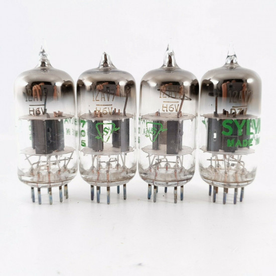 4 X 12AV7 SYLVANIA TUBE. BLACK PLATES. SQUARE / HALO GETTER. CP  ENA