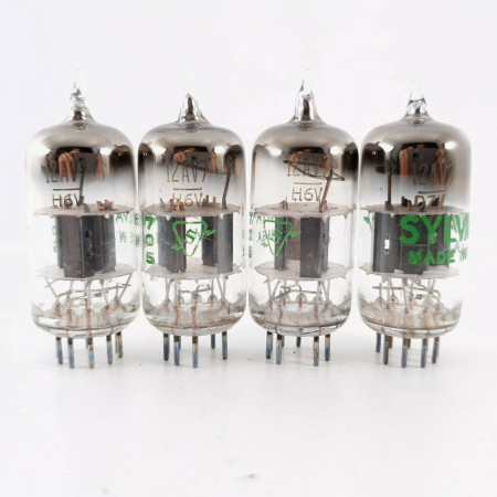 4 X 12AV7 SYLVANIA TUBE. BLACK PLATES. SQUARE / HALO GETTER. CP  ENA