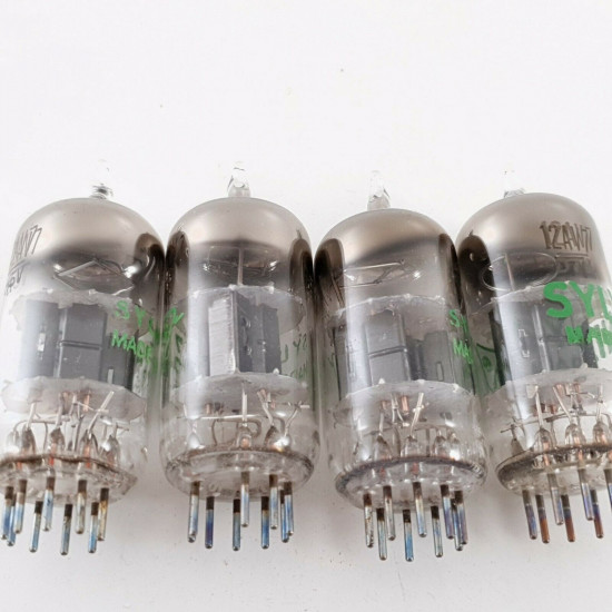 4 X 12AV7 SYLVANIA TUBE. BLACK PLATES. SQUARE / HALO GETTER. CP  ENA