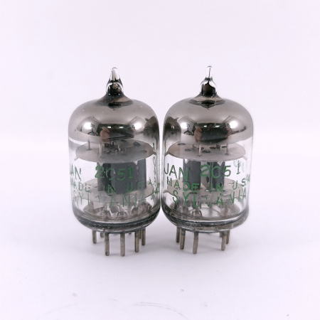 2 X JAN 2C51 TUBE. 1960s PROD. BLACK PLATES. SQUARE GETTER. 113. CH168