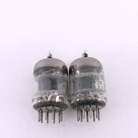 2 X JAN 2C51 TUBE. 1960s PROD. BLACK PLATES. SQUARE GETTER. 113. CH168