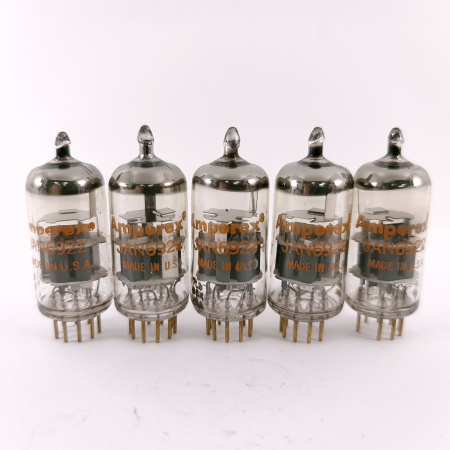 5 X JAN 6922 AMPEREX TUBE. 1970s PROD. 2 MATCHED PAIR. GOLD PIN. 114. CH168