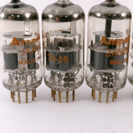 5 X JAN 6922 AMPEREX TUBE. 1970s PROD. 2 MATCHED PAIR. GOLD PIN. 114. CH168