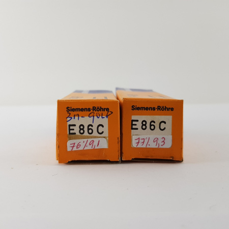 2 X E86C SIEMENS TUBE. GOLD PIN. 3 MICAS 1960s PRODUCTION. NOS/NIB. AF ENA