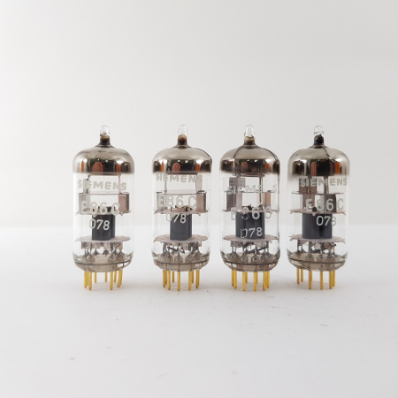 4 X E86C SIEMENS TUBE. GOLD PIN. 3 MICAS 1960s PROD. MATCHED QUAD. NOS/NIB. AF ENA