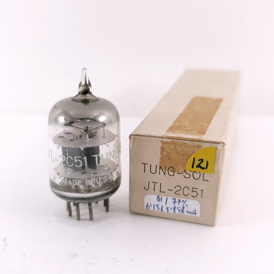 1 X JTL-2C51 TUNG-SOL TUBE. 1950s PROD. BLACK PLATES. SQUARE GETTER. USED. 121. CH168