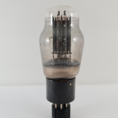 1 X 6L6G / KT66 RTC TUBE. 1950s PROD. BLACK PLATES. DUAL GETTER. USED.127.CH168