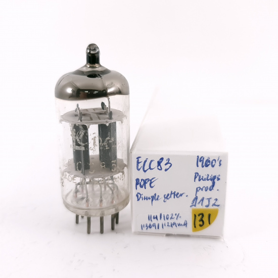 1 X ECC83 POPE TUBE. 1960s PHILIPS PROD. DIMPLE GETTER. 131. CH168