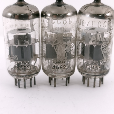 3 X ECC88 AMPEREX BUGLE BOY TUBE. 1960s PROD. MATCHED TRIO. USED. 137. CH168