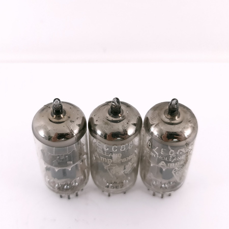 3 X ECC88 AMPEREX BUGLE BOY TUBE. 1960s PROD. MATCHED TRIO. USED. 137. CH168