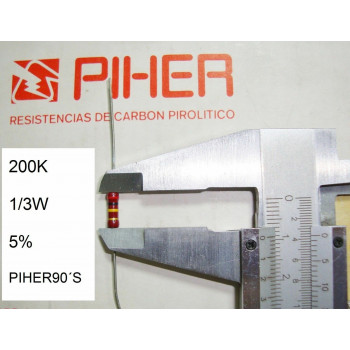 VINTAGE PIHER RESISTOR. 1/3W 200K 5% *3 PC* NEW ORIGINAL 1990´S