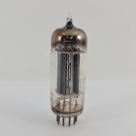 1 X 6CG7 / 6FQ7 RCA TUBE. 1950s ITALY PROD. RECTANGULAR GETTER. USED. 144.CH168