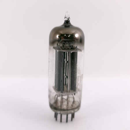 1 X 6CG7 / 6FQ7 RCA TUBE. 1950s ITALY PROD. RECTANGULAR GETTER. USED. 144.CH168