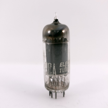 1 X 6CG7 / 6FQ7 RCA TUBE. 1950s ITALY PROD. RECTANGULAR GETTER. USED. 144.CH168