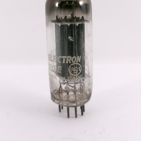 1 X 6CG7 / 6FQ7 RCA TUBE. 1950s ITALY PROD. RECTANGULAR GETTER. USED. 144.CH168