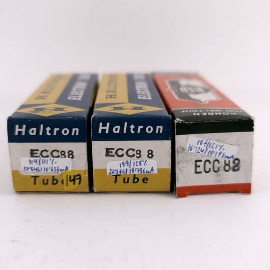 3 X ECC88 HALTRON TUBE. 1960s PROD. MATCHED PAIR + 1. 147. CH168