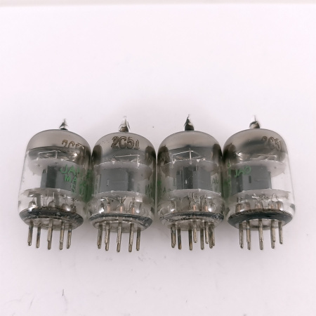 4 X 2C51 SYLVANIA TUBE. 1960s PROD. SQUARE GETTER. MATCHED QUAD. USED.156.CH168