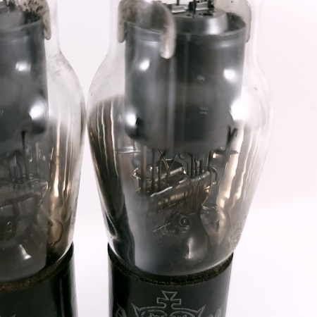 3 X 6J7G SYLVANIA TUBE. 1950s PROD. FLAT GETTER. MATCH. PAIR +1. USED.161.CH168