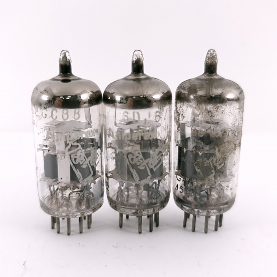 3 X ECC88 AMPEREX BUGLE BOY. 1960s...