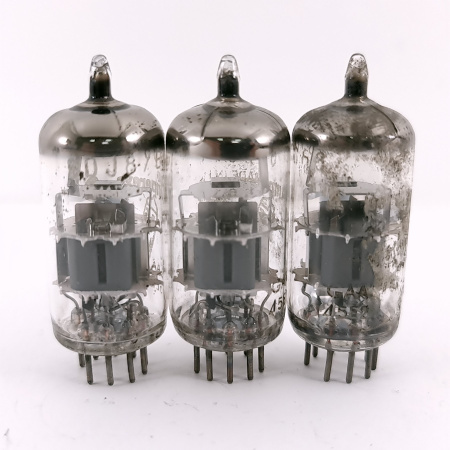 3 X ECC88 AMPEREX BUGLE BOY. 1960s PHILIPS PROD. MATCHED TRIO. USED. 165. CH168