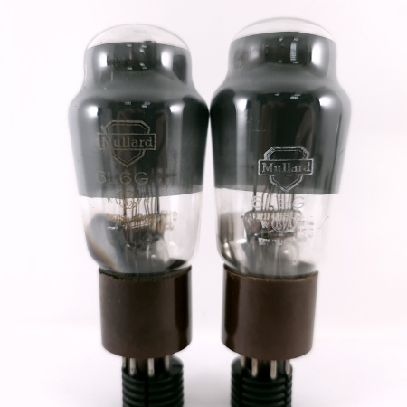 2 X 6L6G MULLARD TUBE. 1950s PROD. BLACK PLATES. USED. 1. CH169