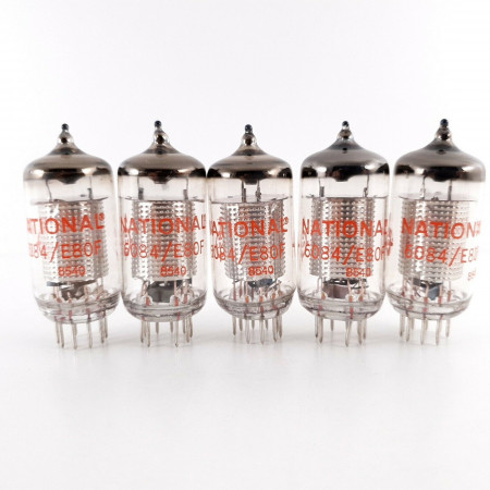5 X 6084 / E80F NATIONAL TUBE. 1960s PROD. NOS/NIB MATCHED QUINTET. CJ  ENA